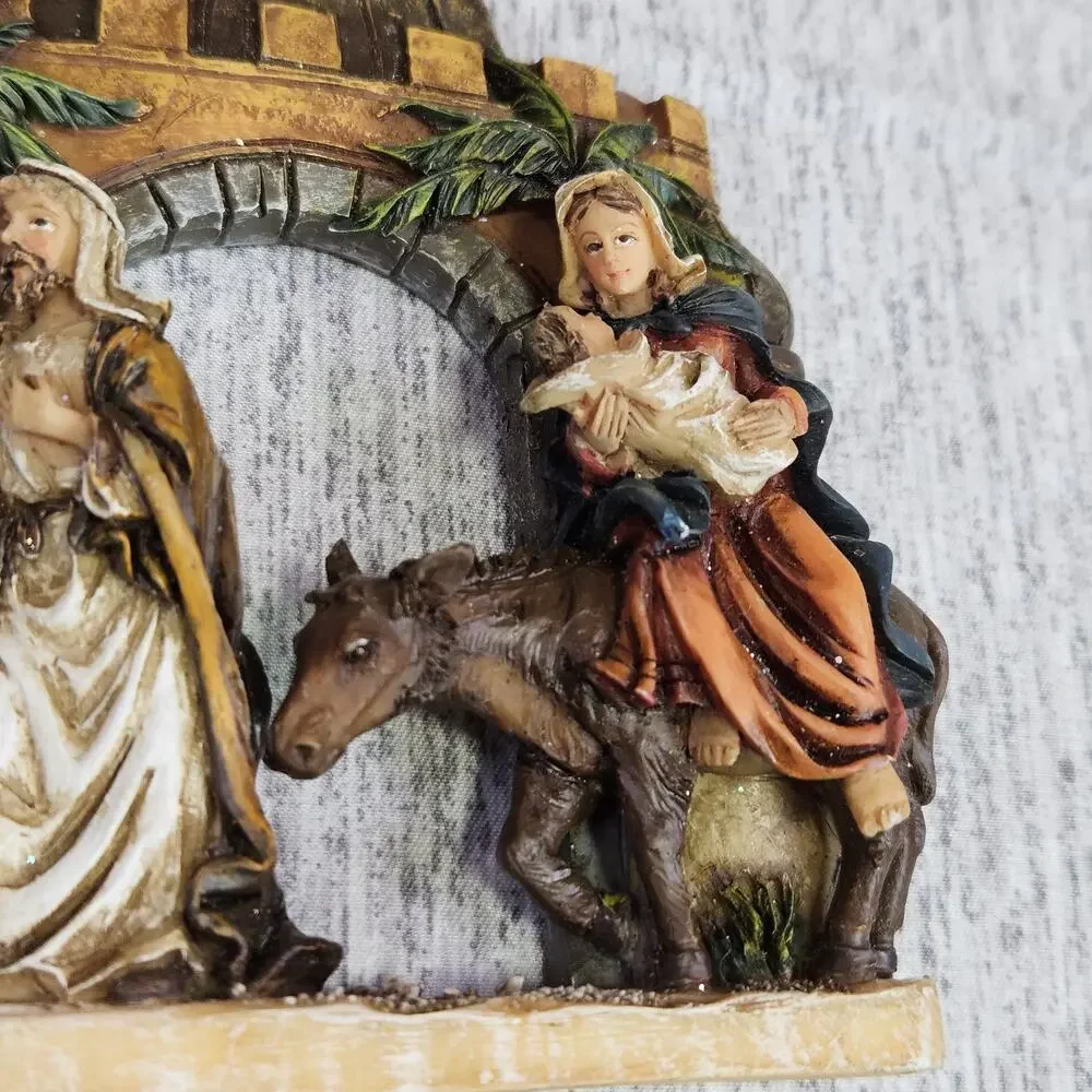 VTG Christmas Ornament Holy Family Flight From Egypt Nativity Resin Baby Jesus